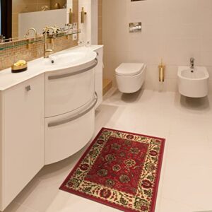 Ottomanson Ottohome Collection Non-Slip Rubberback Oriental Design 2x3 Indoor Area Rug/Entryway Mat, 2'3" x 3', Red