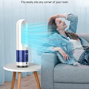 ZICOOLER Tower Fan for Bedroom, 22 Inch Bladeless Fan with Remote, 80° Oscillating Fan with 8 Speeds, 9H Timer, Quiet Cooling Fan, Standing Floor Fans Powerful for Indoor Home Office Room