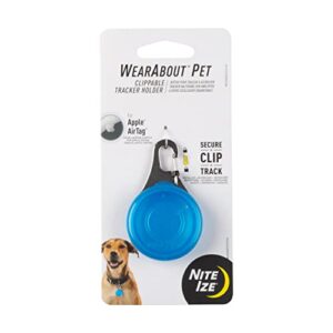 nite ize, inc. watp-03t-r6 nite ize wearabout clippable, apple airtag locking carabiner for pets, blue tracker holder