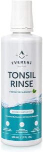 everest mouth wash & tonsil stone remover – natural mouthwash or oral rinse liquid to help soothe tonsils, fight bad breath, & relieve dry mouth – paraben & alcohol free treatment, spearmint (1)