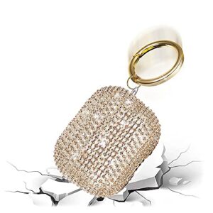 SaharaCase Rhinestone Case for Apple AirPods 3 (2021 3rd Generation) [Rugged] Full Body Protection Antislip Grip Slim with Keychain - Gold
