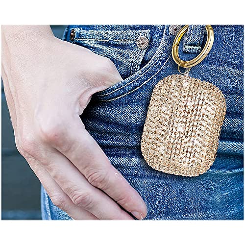 SaharaCase Rhinestone Case for Apple AirPods 3 (2021 3rd Generation) [Rugged] Full Body Protection Antislip Grip Slim with Keychain - Gold