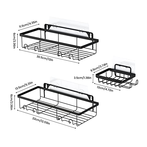 FELOOW Shower Shelf Organizer with Soap Holder Towel Bar,4 Pack No Drilling Traceless Adhesive Bathroom Storage Basket,SUS304 Stainless Steel Wall Mounted Rack for Bathroom Kitchen