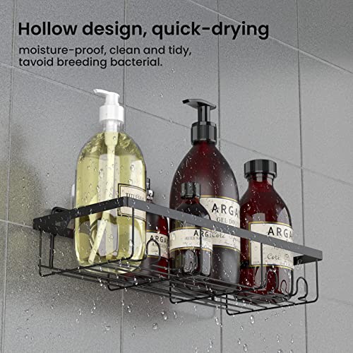 FELOOW Shower Shelf Organizer with Soap Holder Towel Bar,4 Pack No Drilling Traceless Adhesive Bathroom Storage Basket,SUS304 Stainless Steel Wall Mounted Rack for Bathroom Kitchen