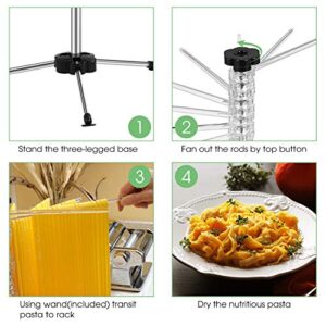 Collapsible Pasta Drying Rack, Foldable Noodle Dryer Tall Spaghetti Noodle Dryer Stand Holder Hanging Attachment Compact Rotatory System Kitchen Gadget