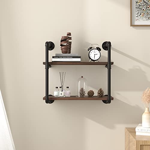 ONOTETUT Industrial Pipe Shelving,Iron Pipe Shelf,Industrial Bathroom Shelves with Pipe Brackets,24 in Industrial Floating Shelves Pipe Wall Shelf,2 Tier Pipe Bookshelf Industrial Wall Shelves