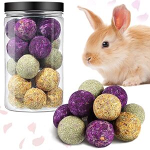 nuanchu 22 pieces flowers timothy hay balls bunny chew balls 3 flavors chew toys chew treats timothy molar ball for bunny, chinchillas gerbils, hamster guinea pig and other small animals teeth care