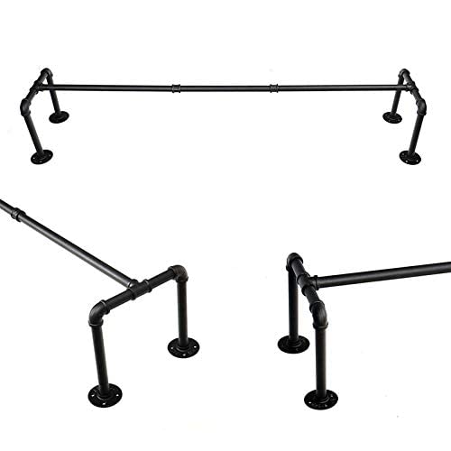 XYYXDD Simplicity Clothes Rail,Wall-Mounted Industrial Style Clothing Display Stand Horizontal Bar Hangers Easy to Install/Black/117 * 24.9Cm