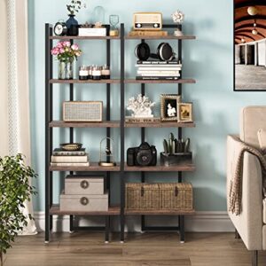 Tribesigns Corner Shelf Stand, Industrial 5 Tier Wood Corner Bookshelf with Rectangle Board, Corner Storage Rack Shelves Display Plant Flower, Stand Ladder Bookcase for Home Office Kitchen Bedroom