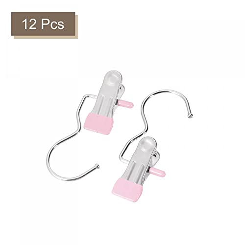 uxcell Laundry Clips with Hook, Metal Boot Hangers Chrome Plated Pink 114mm, 12 Pcs