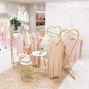 XYYXDD Dress Display Stand,Iron Art Heart-Shaped Women's Shop Window Display Stand Floor-Standing Parallel Bars Clothes Rail/Gold/150 * 120Cm