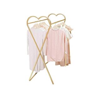 XYYXDD Dress Display Stand,Iron Art Heart-Shaped Women's Shop Window Display Stand Floor-Standing Parallel Bars Clothes Rail/Gold/150 * 120Cm