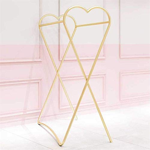 XYYXDD Dress Display Stand,Iron Art Heart-Shaped Women's Shop Window Display Stand Floor-Standing Parallel Bars Clothes Rail/Gold/150 * 120Cm