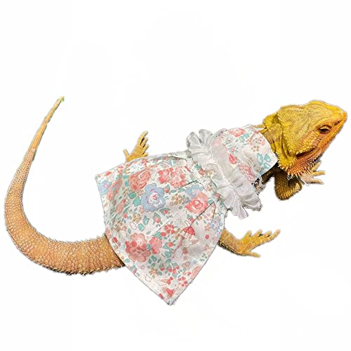 Lizard Dress for Bearded Dragon - Handmade Cotton Tutu Skirt with Lace Princess Sundress Halloween Costume Photo Cosplay Party for Reptile Lizard Bearded Dragon Crested Gecko Chameleon (M, Pink)