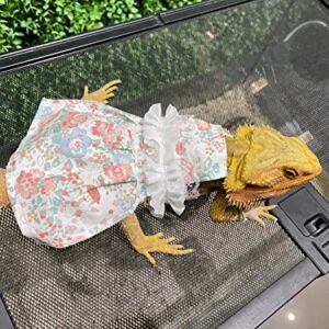 Lizard Dress for Bearded Dragon - Handmade Cotton Tutu Skirt with Lace Princess Sundress Halloween Costume Photo Cosplay Party for Reptile Lizard Bearded Dragon Crested Gecko Chameleon (M, Pink)