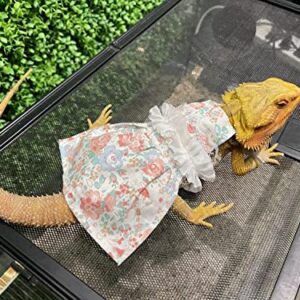 Lizard Dress for Bearded Dragon - Handmade Cotton Tutu Skirt with Lace Princess Sundress Halloween Costume Photo Cosplay Party for Reptile Lizard Bearded Dragon Crested Gecko Chameleon (M, Pink)