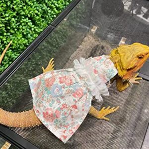 Lizard Dress for Bearded Dragon - Handmade Cotton Tutu Skirt with Lace Princess Sundress Halloween Costume Photo Cosplay Party for Reptile Lizard Bearded Dragon Crested Gecko Chameleon (M, Pink)