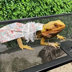 Lizard Dress for Bearded Dragon - Handmade Cotton Tutu Skirt with Lace Princess Sundress Halloween Costume Photo Cosplay Party for Reptile Lizard Bearded Dragon Crested Gecko Chameleon (M, Pink)