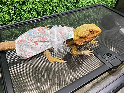 Lizard Dress for Bearded Dragon - Handmade Cotton Tutu Skirt with Lace Princess Sundress Halloween Costume Photo Cosplay Party for Reptile Lizard Bearded Dragon Crested Gecko Chameleon (M, Pink)