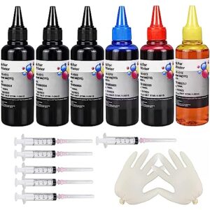 aymsous ink refill kit for hp 60 61 63 64 65 902 932 952 950 951 564 refillable ink cartridge for hp envy 4500 4520 5643 officejet 6500a 6500 6000(6x100ml 3 black, 1 cyan. 1 magenta, 1 yellow)