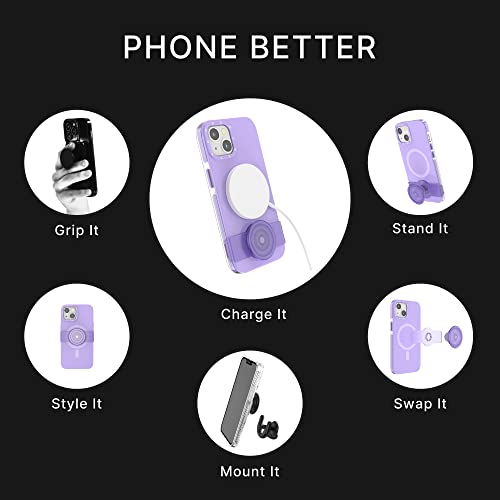 PopSockets: iPhone 13 Case with Phone Grip and Slide Compatible with MagSafe, Phone Case for iPhone 13, Wireless Charging Compatible- Violet