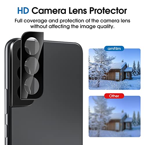 amFilm Privacy Screen Protector Samsung Galaxy S22 5g 6.1 inch with 2 Pack Camera Lens Protector, Anti Spy, Fingerprint ID Compatible, Easy to Installation, Hybird, 2+2 Pack