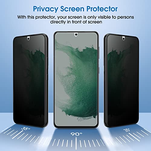 amFilm Privacy Screen Protector Samsung Galaxy S22 5g 6.1 inch with 2 Pack Camera Lens Protector, Anti Spy, Fingerprint ID Compatible, Easy to Installation, Hybird, 2+2 Pack