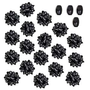 maypluss 3.5" black gift bow assortment (18 bows, 4 spools of ribbon), perfect for christmas, birthday, holiday, party favors decorations