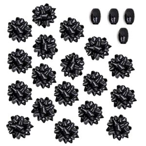 MAYPLUSS 3.5" Black Gift Bow Assortment (18 Bows, 4 Spools of Ribbon), Perfect for Christmas, Birthday, Holiday, Party Favors Decorations