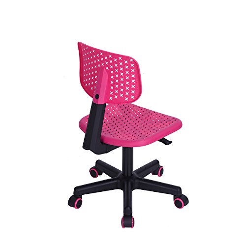 FurnitureR Swivel Writing Task Chair Low Mid Back Armless Height Adjustable Computer Desk Chair for Home Office Kindergarten Girls Boys Teens Students,W15.9 x D14.6 x H34.3 (Pink)