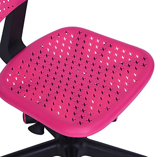 FurnitureR Swivel Writing Task Chair Low Mid Back Armless Height Adjustable Computer Desk Chair for Home Office Kindergarten Girls Boys Teens Students,W15.9 x D14.6 x H34.3 (Pink)