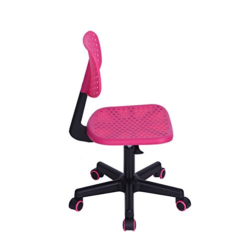 FurnitureR Swivel Writing Task Chair Low Mid Back Armless Height Adjustable Computer Desk Chair for Home Office Kindergarten Girls Boys Teens Students,W15.9 x D14.6 x H34.3 (Pink)