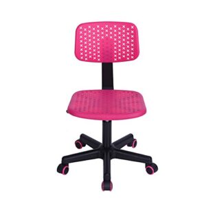 FurnitureR Swivel Writing Task Chair Low Mid Back Armless Height Adjustable Computer Desk Chair for Home Office Kindergarten Girls Boys Teens Students,W15.9 x D14.6 x H34.3 (Pink)