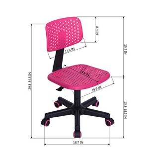 FurnitureR Swivel Writing Task Chair Low Mid Back Armless Height Adjustable Computer Desk Chair for Home Office Kindergarten Girls Boys Teens Students,W15.9 x D14.6 x H34.3 (Pink)