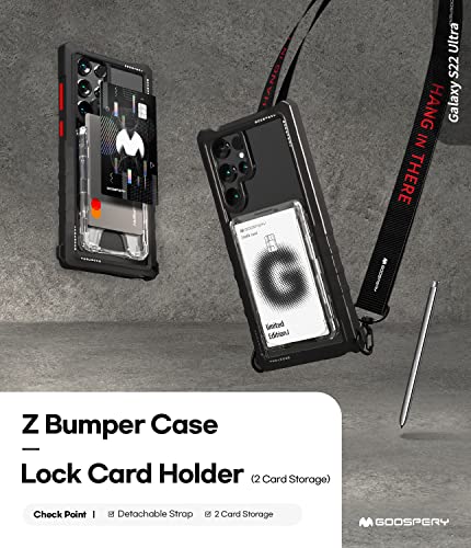 GOOSPERY Z Bumper Designed for Galaxy S22 Ultra Case, Shock Absorbing Dual Layer Structure TPU Edge Clear Back Cover with Detachable Clear Card Holder Stick On Phone Wallet