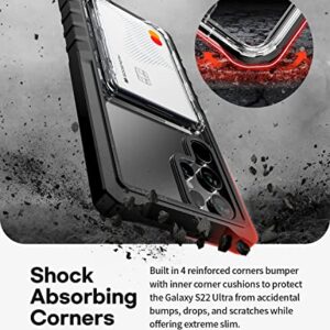 GOOSPERY Z Bumper Designed for Galaxy S22 Ultra Case, Shock Absorbing Dual Layer Structure TPU Edge Clear Back Cover with Detachable Clear Card Holder Stick On Phone Wallet