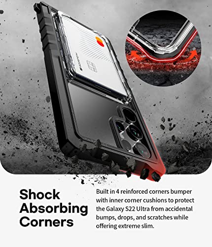 GOOSPERY Z Bumper Designed for Galaxy S22 Ultra Case, Shock Absorbing Dual Layer Structure TPU Edge Clear Back Cover with Detachable Clear Card Holder Stick On Phone Wallet