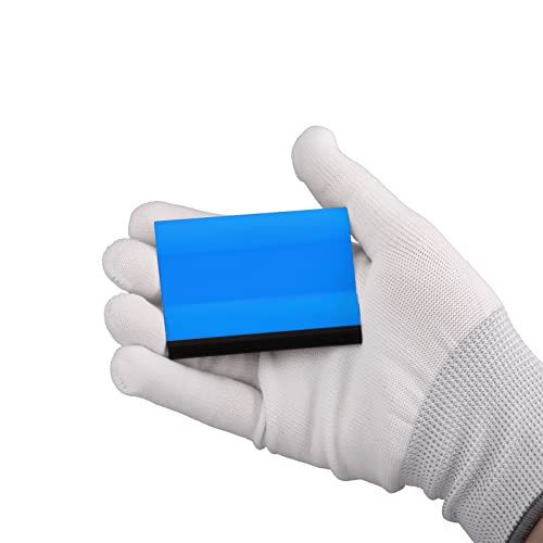 EHDIS Small Rubber Squeegee 3" Block Squeegee for Car Window Windshield,Film,Stickers,Decals and Vinyl Applicator,Kitchens, Glass, Shower,Counter Cleaning Tool, Pack of 2-Blue