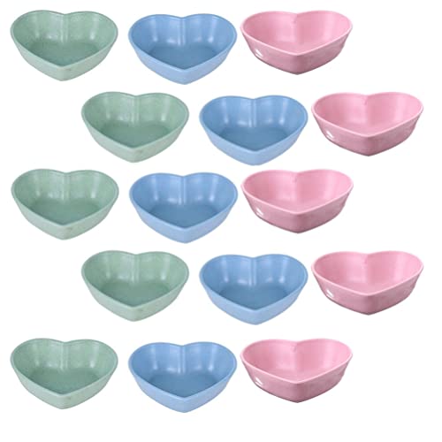 Angoily 30pcs Heart Shaped Soy Sauce Dishes Dip Dipping Bowls for Dinner Baking Dip Bowls Small Dessert Bowls Condiments Server Dishes for Sauce Vinegar Ketchup BBQ Blue Green Pink