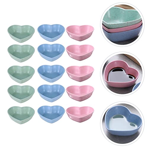 Angoily 30pcs Heart Shaped Soy Sauce Dishes Dip Dipping Bowls for Dinner Baking Dip Bowls Small Dessert Bowls Condiments Server Dishes for Sauce Vinegar Ketchup BBQ Blue Green Pink