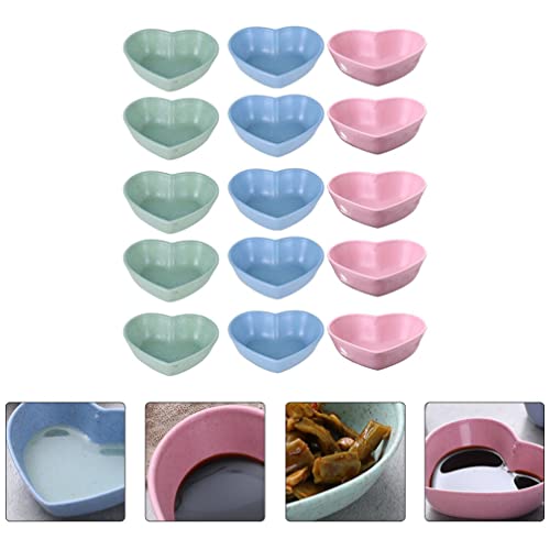 Angoily 30pcs Heart Shaped Soy Sauce Dishes Dip Dipping Bowls for Dinner Baking Dip Bowls Small Dessert Bowls Condiments Server Dishes for Sauce Vinegar Ketchup BBQ Blue Green Pink