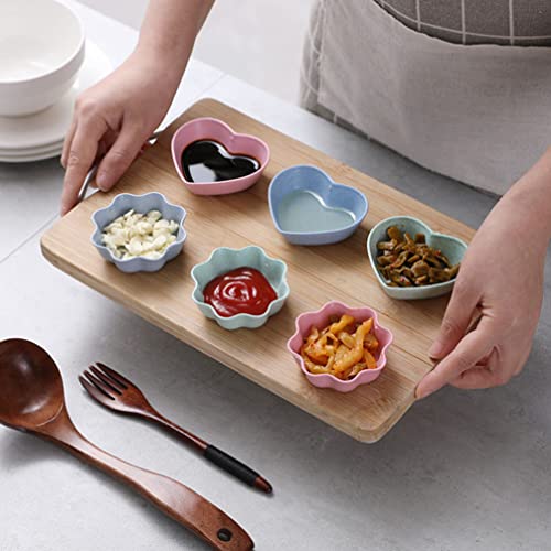 Angoily 30pcs Heart Shaped Soy Sauce Dishes Dip Dipping Bowls for Dinner Baking Dip Bowls Small Dessert Bowls Condiments Server Dishes for Sauce Vinegar Ketchup BBQ Blue Green Pink