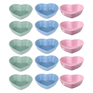 Angoily 30pcs Heart Shaped Soy Sauce Dishes Dip Dipping Bowls for Dinner Baking Dip Bowls Small Dessert Bowls Condiments Server Dishes for Sauce Vinegar Ketchup BBQ Blue Green Pink