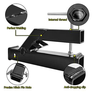 SKYMIRO Clamp on Tractor Trailer Ball Bucket 2'' Fit Hitch Mount Receiver Adapter Tractor Bucket Attachments Compatible with John Deere Front Loader Black