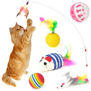 ANZNKU Cat Tunnel, Collapsible Cat Tunnels for Indoor Cats, Kitten Toys, Catnip Cat Toys for Indoor Cats, Rainbow Pinwheel Shape 4 Entrance Cat Tube, Set of 11 Toys for Puppy Kitty Kitten Rabbit