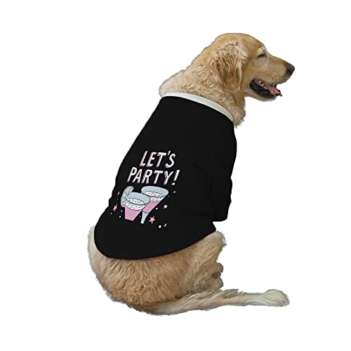 Ruse- Let's Party Printed Round Neck Full Sleeves Technical Dog Jacket/Coat for Dog Clothes Winter Apparel Gift for Dogs/Black/L