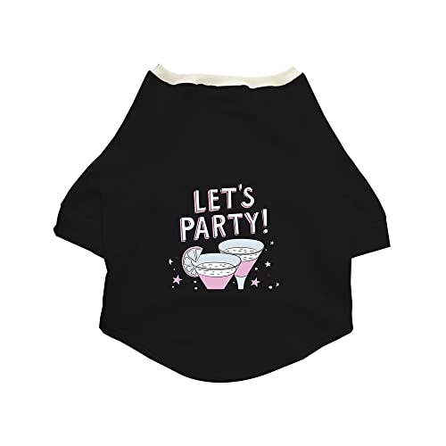 Ruse- Let's Party Printed Round Neck Full Sleeves Technical Dog Jacket/Coat for Dog Clothes Winter Apparel Gift for Dogs/Black/L