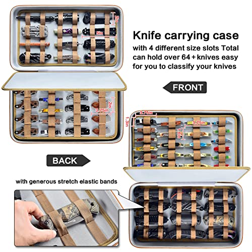 Knife Display Case for 66+ Pocket Knives, Butterfly Knife Storage Box, Folding Knives Organizer Holder, Knives Collection Protector Carrier for Survival, Tactical, Outdoor, EDC Mini Knife (Bag Only)