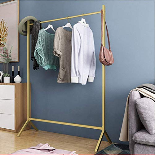 XYYXDD Horizontal Bar Clothes Rail,Metal Clothing Rack Bedroom Balcony Drying Rack Suspension Hanging Rail Hangers/Gold/160 * 160Cm