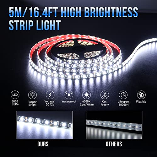 TIPHOPE RV Led Awning Party Light, 16.4FT Camper Led Awning Strip Light Cool White 12V Waterproof RV Exterior Lighting for RV Camper Motorhome Travel Trailer Concession Stands Food Trucks